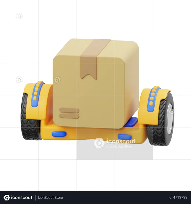 Delivery Package on Hoverboard  3D Icon