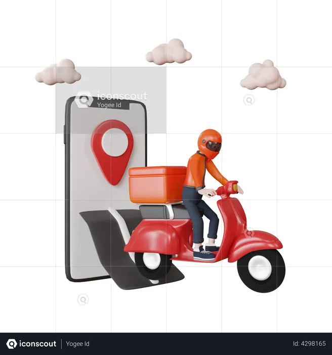 Delivery person going to order delivery location  3D Illustration