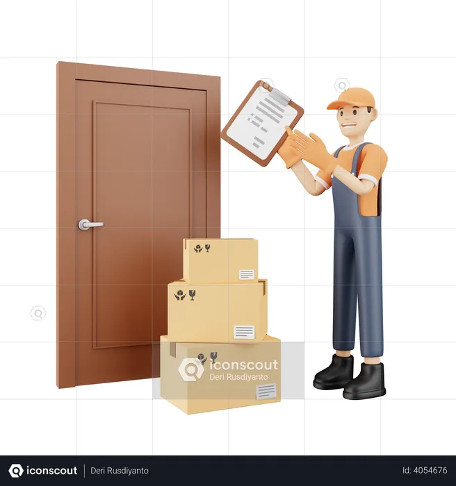 Delivery person reached delivery location  3D Illustration