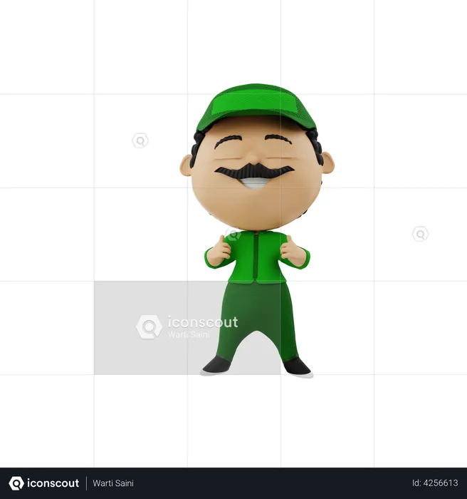Delivery Person showing both thumbs up  3D Illustration