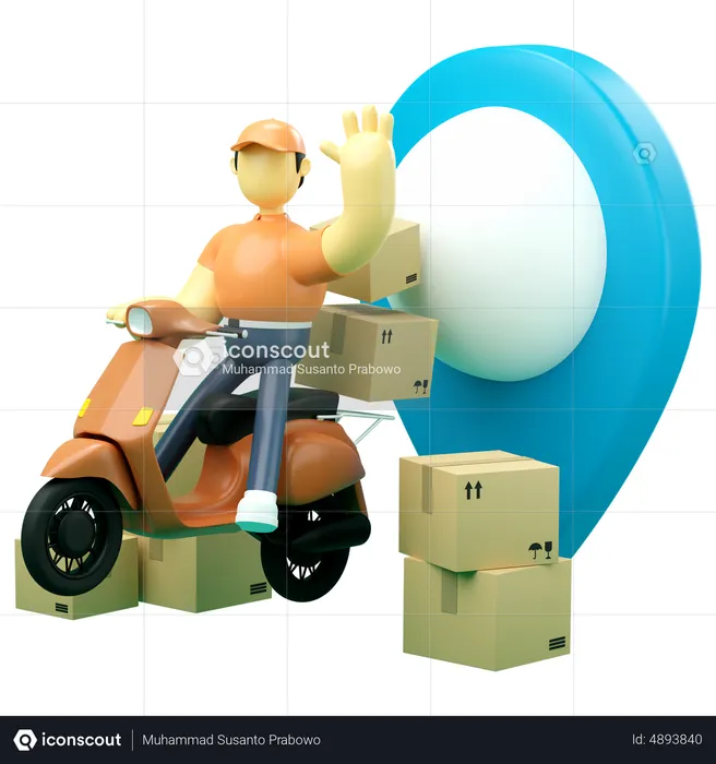 Delivery service by courier with scooter  3D Illustration