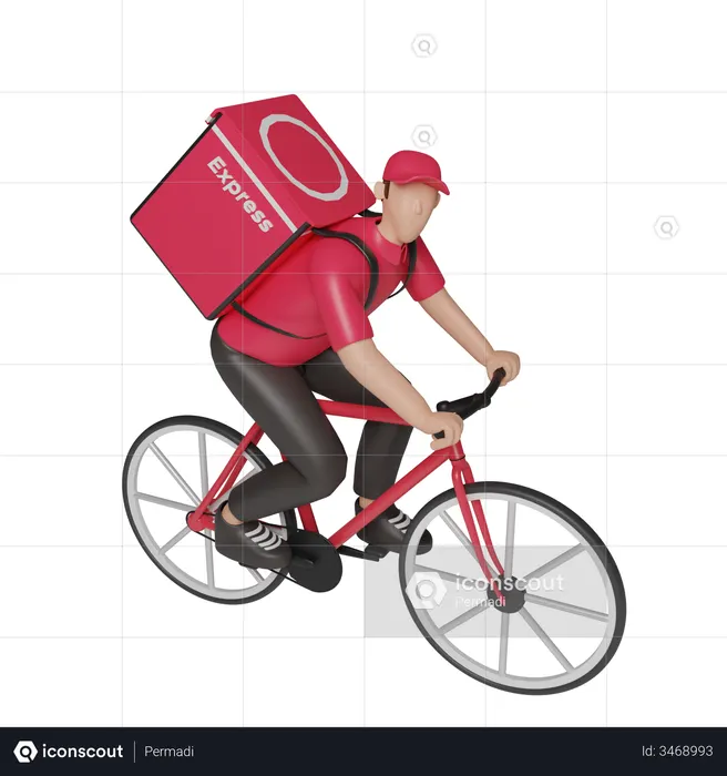Delivery service on bicycle  3D Illustration