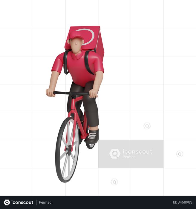 Delivery service on bicycle 3D Illustration