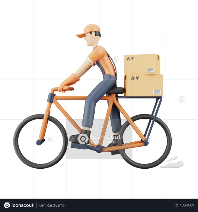 Delivery through bicycle  3D Illustration