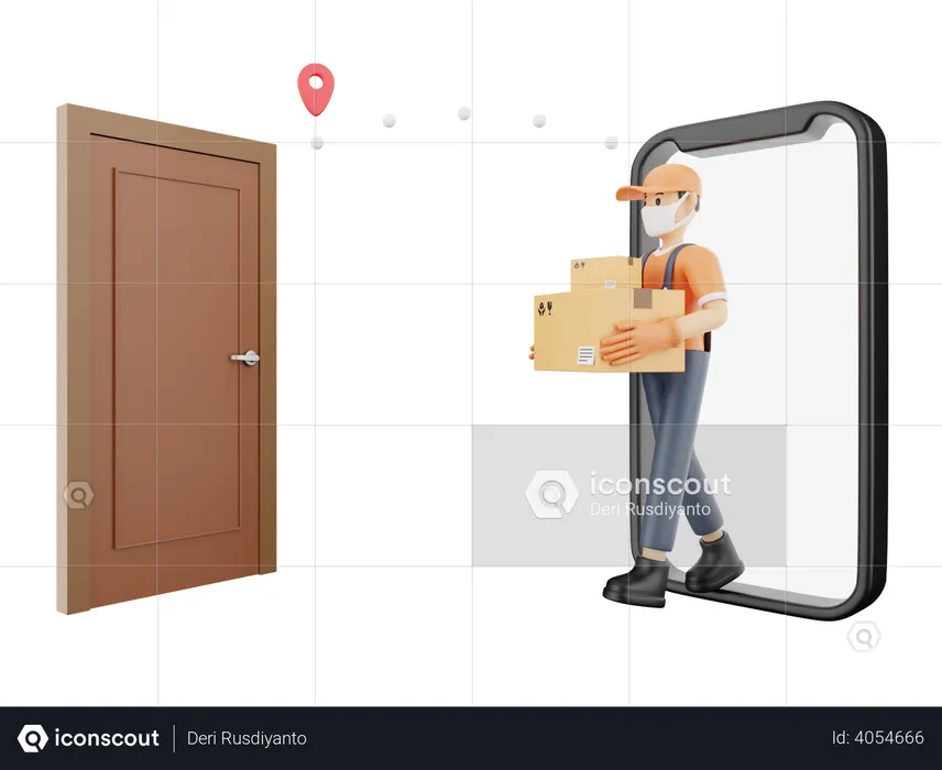 Delivery through smartphone  3D Illustration