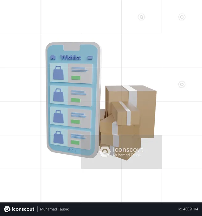 Delivery Wishlist items  3D Illustration