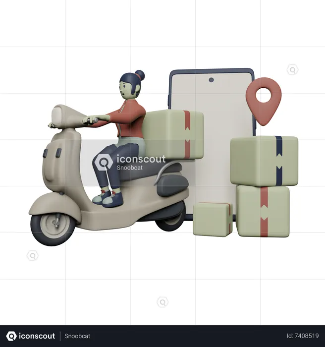 Delivery woman going to deliver parcel  3D Illustration