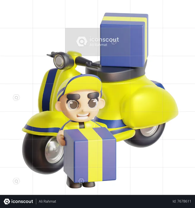 Deliveryboy on the way to deliver package  3D Illustration