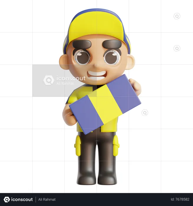 Deliveryman carrying box  3D Icon