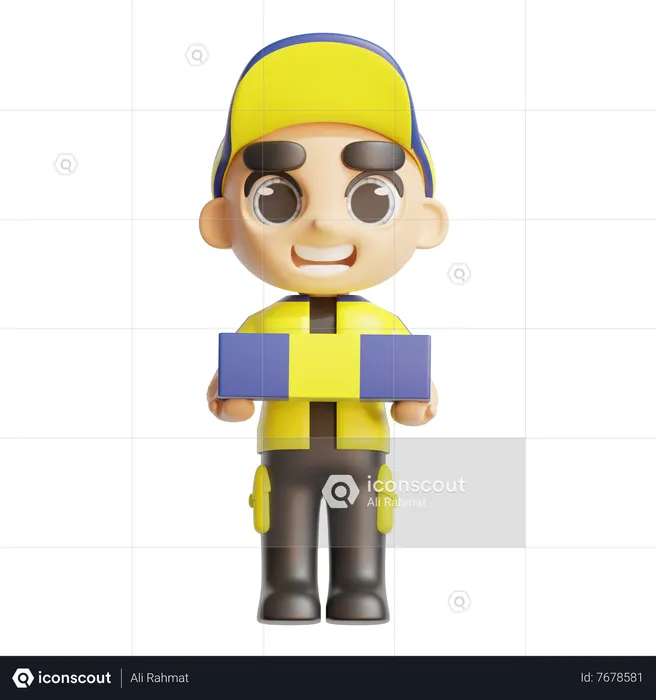 Deliveryman carrying package  3D Icon