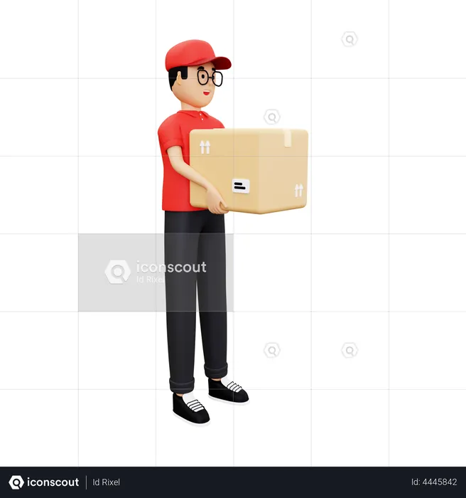 Deliveryman carrying the package  3D Illustration