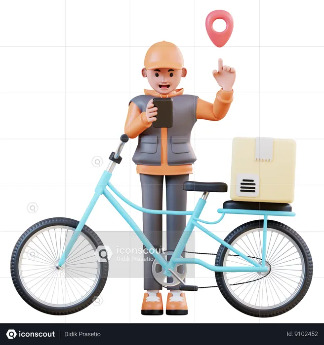 Deliveryman Checks Delivery Address  3D Illustration