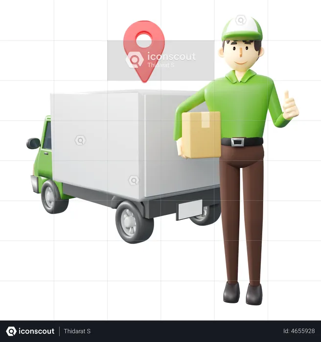 Deliveryman doing delivery on location  3D Illustration