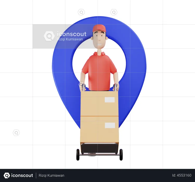Deliveryman doing parcel delivery on location  3D Illustration