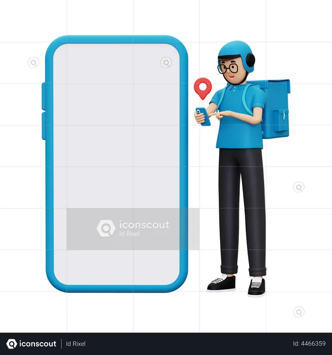 Deliveryman finding delivery location  3D Illustration