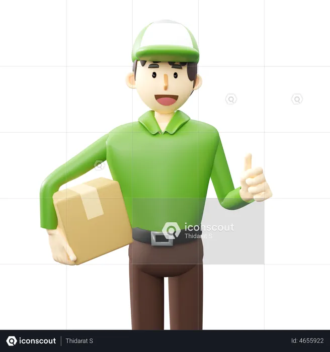 Deliveryman giving delivery review  3D Illustration