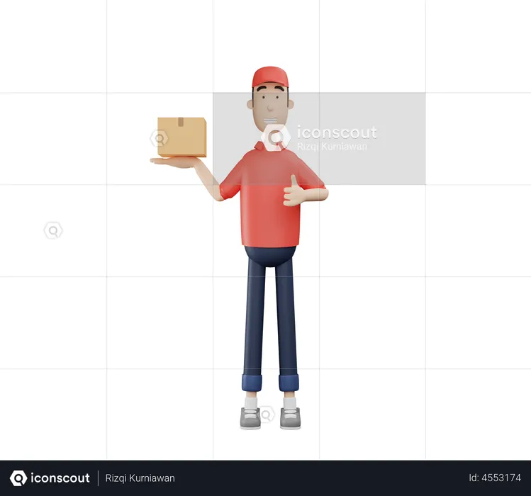 Deliveryman giving delivery review  3D Illustration