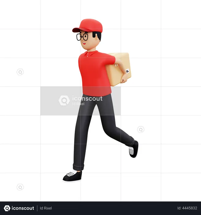 Deliveryman going to deliver box  3D Illustration