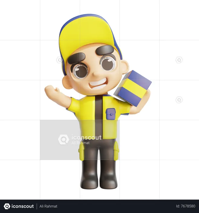 Deliveryman going to deliver package  3D Icon