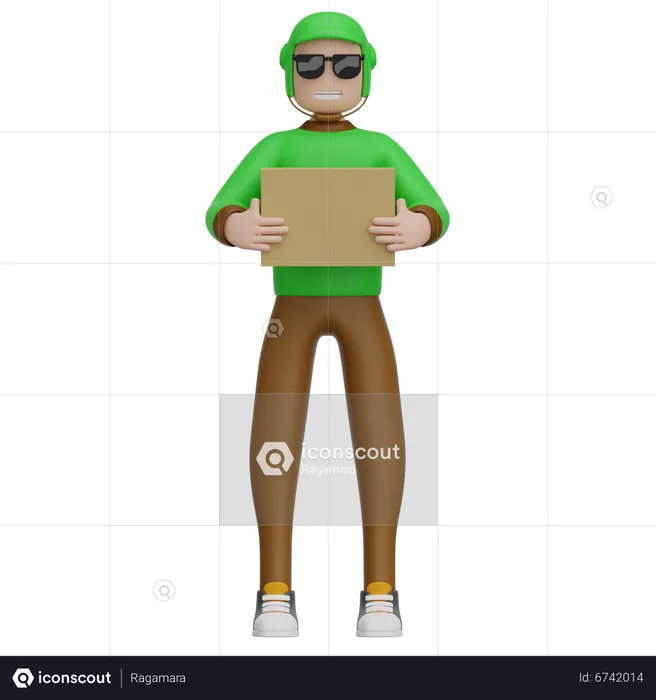Deliveryman Holding Blank Board  3D Illustration
