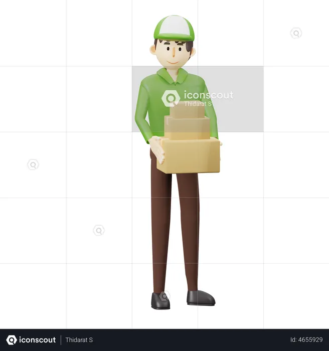 Deliveryman holding box  3D Illustration