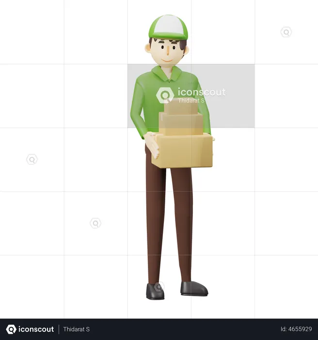 Deliveryman holding box  3D Icon