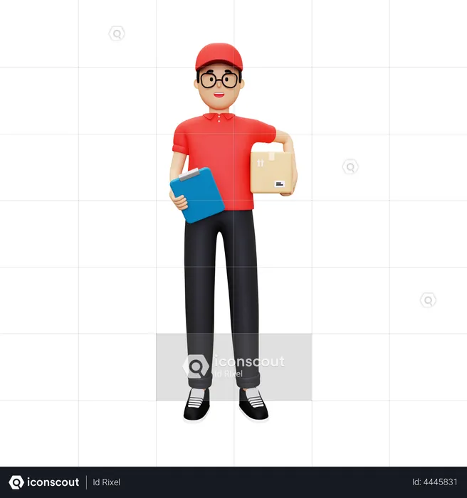 Deliveryman holding courier  3D Illustration