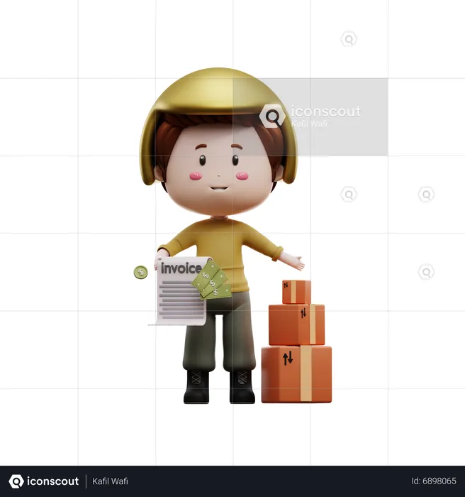 Deliveryman holding delivery bill  3D Illustration