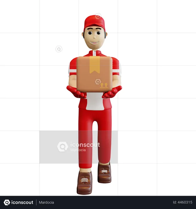 Deliveryman holding package  3D Illustration