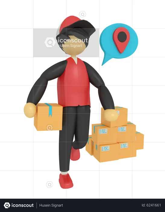 Deliveryman Holding Package  3D Illustration