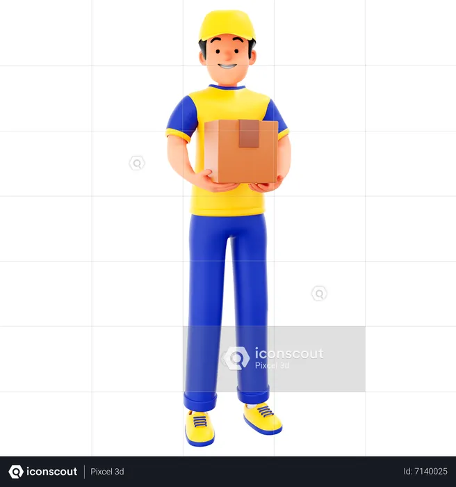 Deliveryman Holding Parcel  3D Illustration