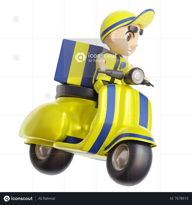 Deliveryman on the way to deliver package  3D Illustration