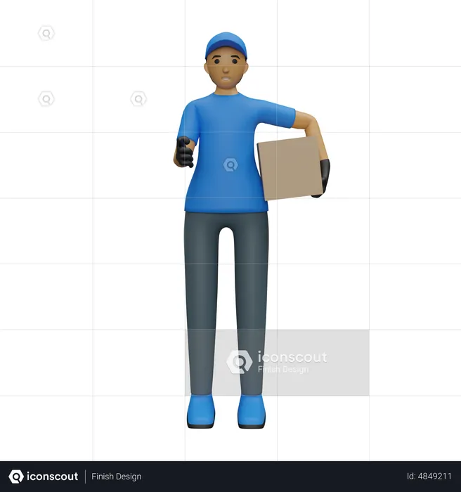 Deliveryman pointing at camera  3D Illustration