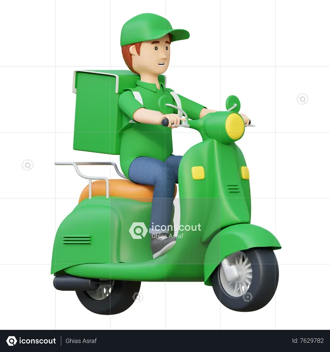Deliveryman riding bike  3D Illustration