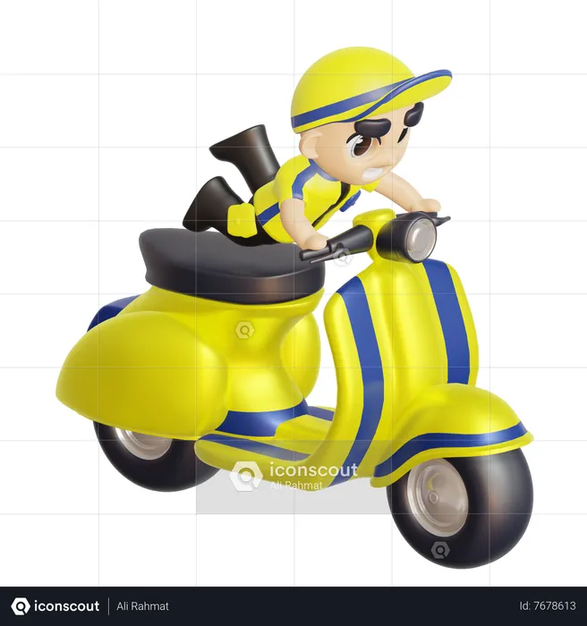 Deliveryman riding bike  3D Illustration