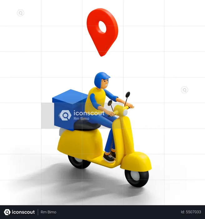 Deliveryman riding scooter  3D Illustration