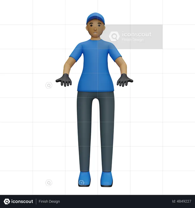 Deliveryman showing something  3D Illustration