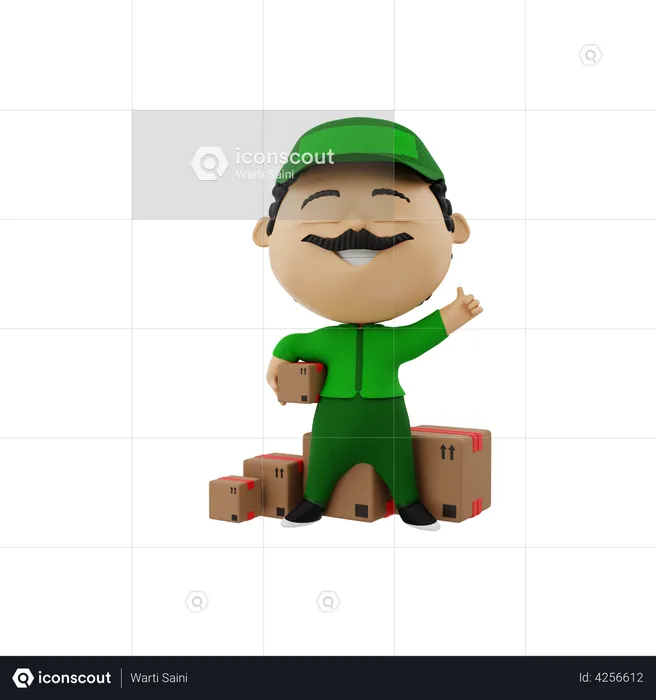 Deliveryman showing thumbs up  3D Illustration
