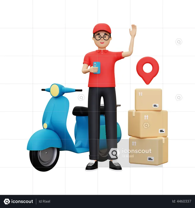 Deliveryman waiving hand  3D Icon