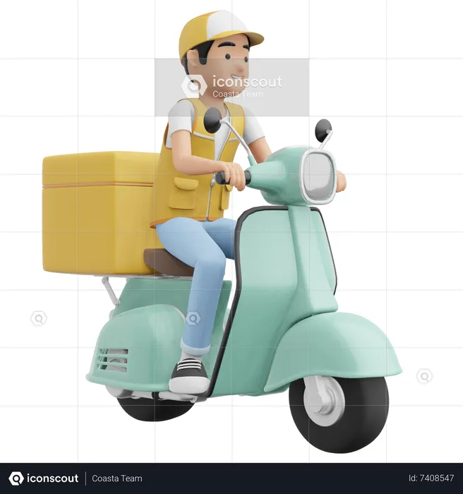 Deliveryman with Box  3D Illustration