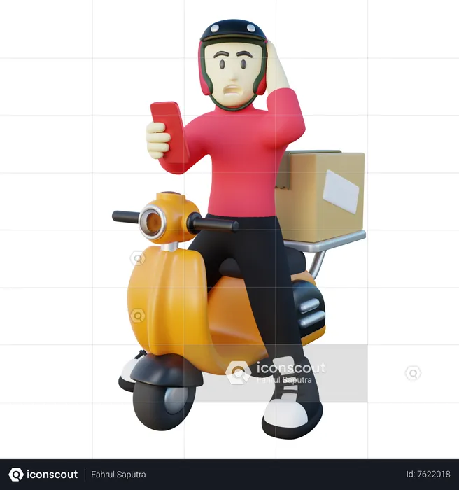 Deliveryman with Confused Expression  3D Illustration