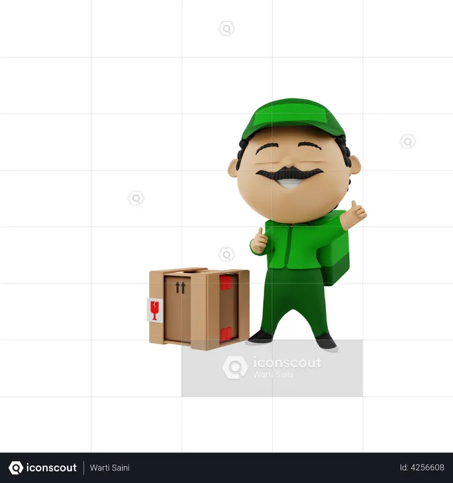 Deliveryman with Courier  3D Illustration