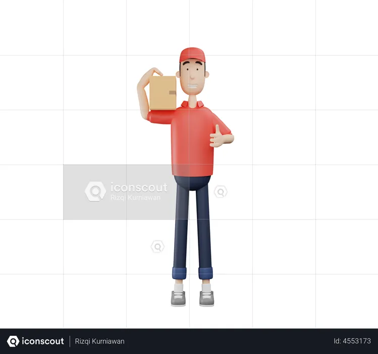 Deliveryman with courier showing thumbs up  3D Illustration