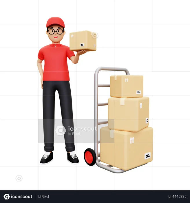 Deliveryman with delivery box  3D Illustration