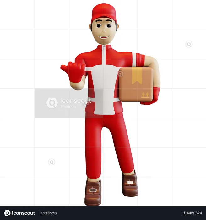 Deliveryman with delivery package  3D Icon