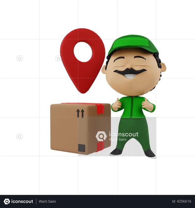 Deliveryman with Location pin  3D Illustration