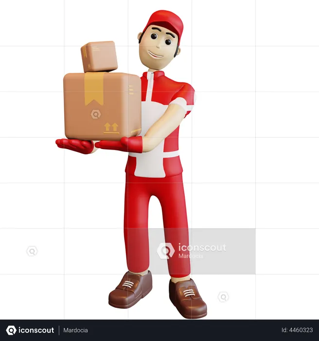 Deliveryman with package  3D Illustration