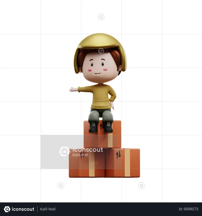 Deliveryman with package box  3D Illustration