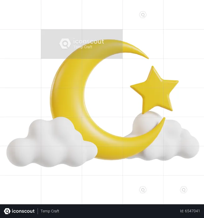 Demi-lune et étoile  3D Icon