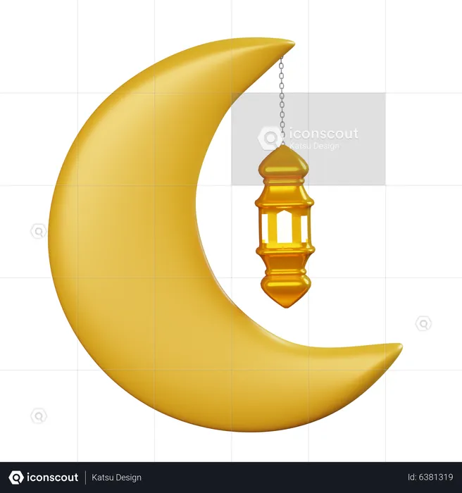 Demi-lune et lanterne arabe  3D Icon